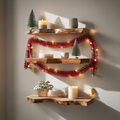 Mid Century Wooden Floating Shelf For Holiday Living Room Setup