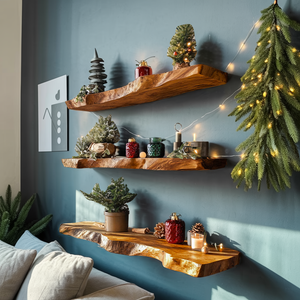 Handcrafted Wooden Floating Shelf For Entryway Christmas Design