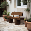 Modern Solid Wood Outdoor Bench With Charred Finish For Garden Or Patio