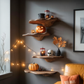 Farmhouse Solid Wood Mushroom Shelf For Halloween Entryway Style