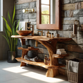 Mid Century Live Edge Tree Trunk Vanity For Modern Interior Bathroom Decor