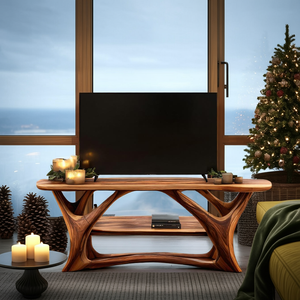 Farmhouse Live Edge TV Stand For Festive Living Room Decor