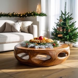 Rustic Solid Wood Low Coffee Table For Cozy Christmas Furniture