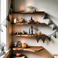 Mid Century Solid Wood Shelf For Furniture Decor And Halloween Wall Display