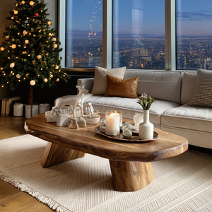 Modern Farmhouse Solid Wood Coffee Table For Holiday Entryway