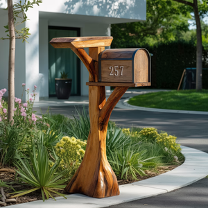 Modern Wooden Sculpture Mailbox For Garden Patio Furniture Design