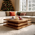 Rustic Wooden Live Edge Coffee Table For Christmas Living Room