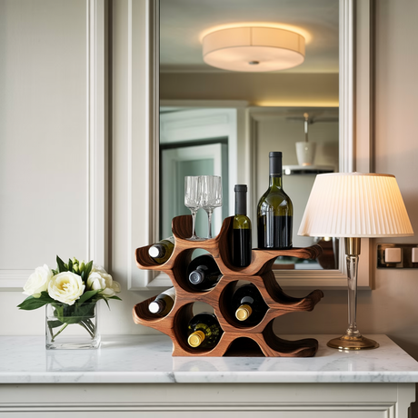 Rustic Wine Holder For Kitchen Shelf Country Look