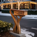Farmhouse Wooden Sculpture Mailbox For Garden Patio Rustic Decor
