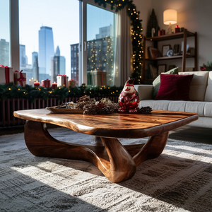Rustic Wooden Live Edge Coffee Table For Holiday Home Furniture