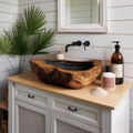 Farmhouse Handcrafted Wood Wash Basin For Bathroom Vanity
