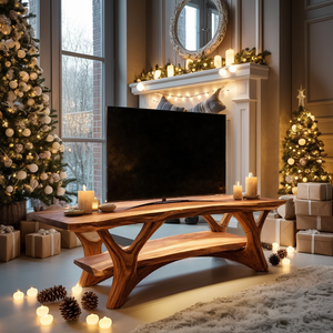 Farmhouse Solid Wood TV Console For Cozy Holiday Decor