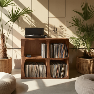 Mid Century Live Edge Record Stand Modern Living Room