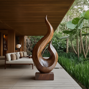 Handcrafted Abstract Wood Statue For Home Accent
