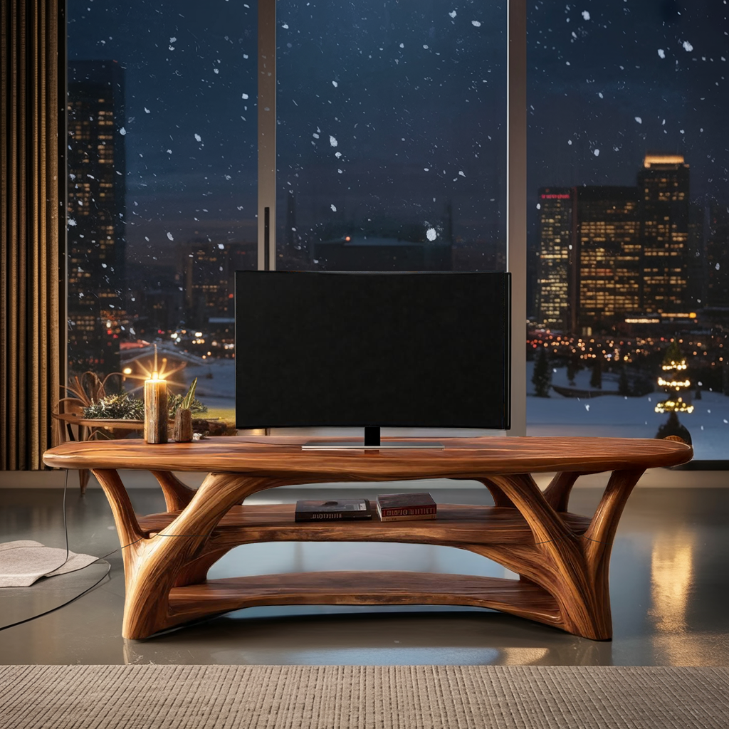 Farmhouse Live Edge Entryway TV Stand For Christmas Design