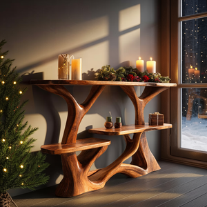 Farmhouse Solid Wood Console Table For Christmas Home Decoration