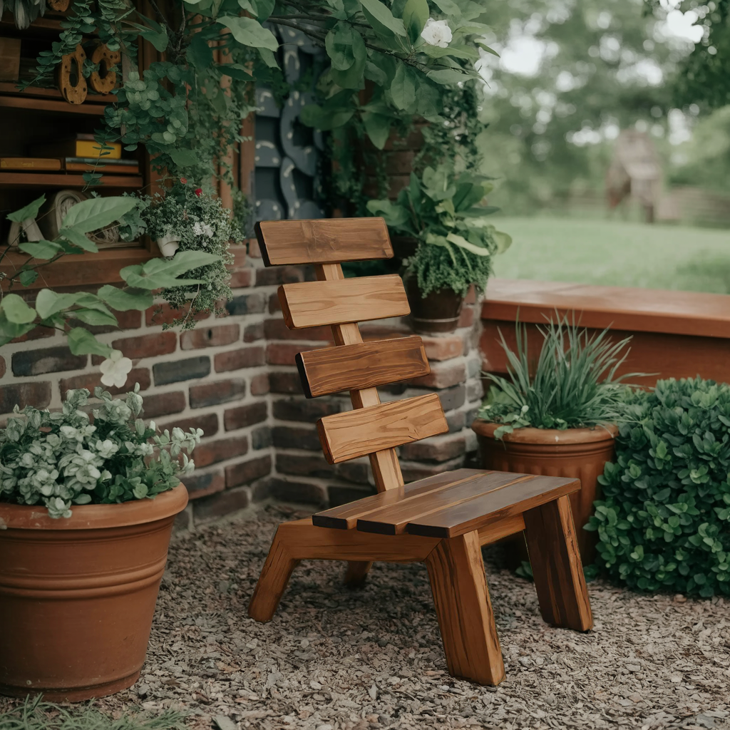 Modern Slatted Wood Outdoor Lounge Chair For Garden Or Patio
