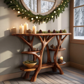 Rustic Solid Wood Console Table For Holiday Living Room Decor
