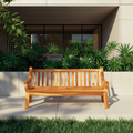 Contemporary Outdoor Wooden Bench With Curved Armrests For Garden Or Porch