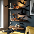 Handcrafted Solid Floating Shelf For Bedroom Unique Halloween Accent