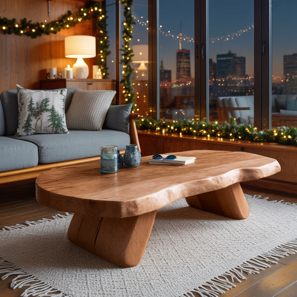 Modern Handcrafted Wooden Coffee Table For Holiday Living Room Design