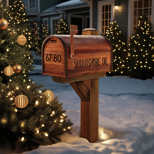 Modern Wooden Sculpture Mailbox For Outdoor Patio Rustic Design