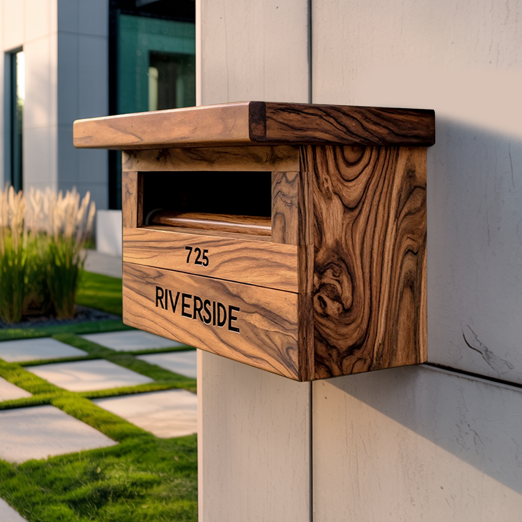 Farmhouse Solid Wood Sculpture Mailbox For Garden Outdoor Accent