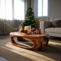 Farmhouse Solid Wood Low Coffee Table For Cozy Holiday Furniture