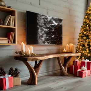 Farmhouse Live Edge Entryway TV Stand For Holiday Home Ideas