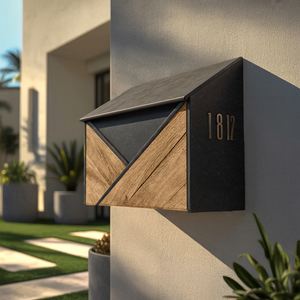 Modern Wooden Sculpture Mailbox For Outdoor Furniture Yard Accent