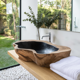 Handcrafted Mid Century Wood Wash Basin For Bathroom