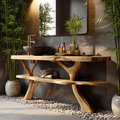 Modern Wooden Live Edge Bathroom Vanity For Elegant Bathroom Interior