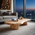 Mid Century Wooden Live Edge Coffee Table For Holiday Entryway Use