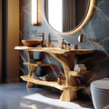 Mid Century Live Edge Tree Trunk Vanity For Modern Interior Bathroom Decor