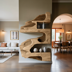 Artistic Wall Shelf With Organic Design For Living Room
