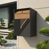 Farmhouse Solid Wood Sculpture Mailbox For Patio Yard Decoration