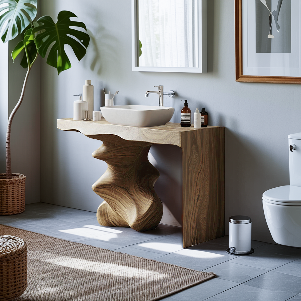 Mid Century Vanity For Organic Bathroom Interiors