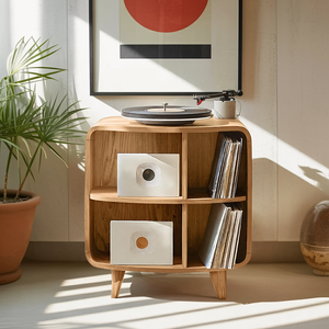 Mid Century Record Stand With Storage For Livingroom