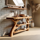 Mid Century Wooden Live Edge Bathroom Vanity For Stylish Home Furniture