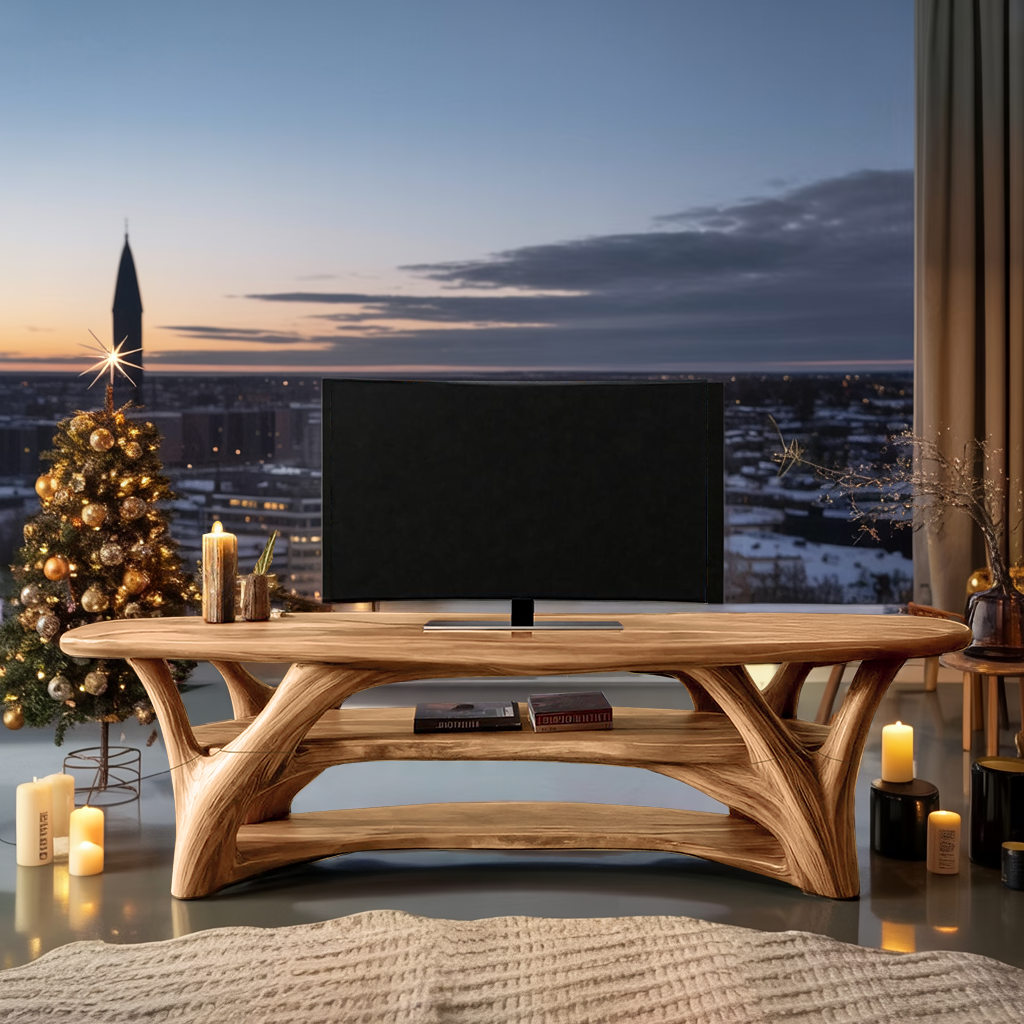 Farmhouse Live Edge Entryway TV Stand For Christmas Design