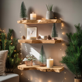 Mid Century Wooden Floating Shelf For Holiday Living Room Setup