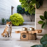 Rustic Wooden Dog Bowl Station For Modern Homes