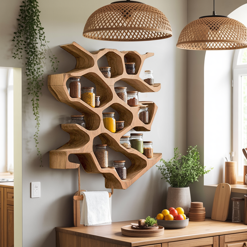 Rustic Entryway Design With Handcrafted Spice Cabinet