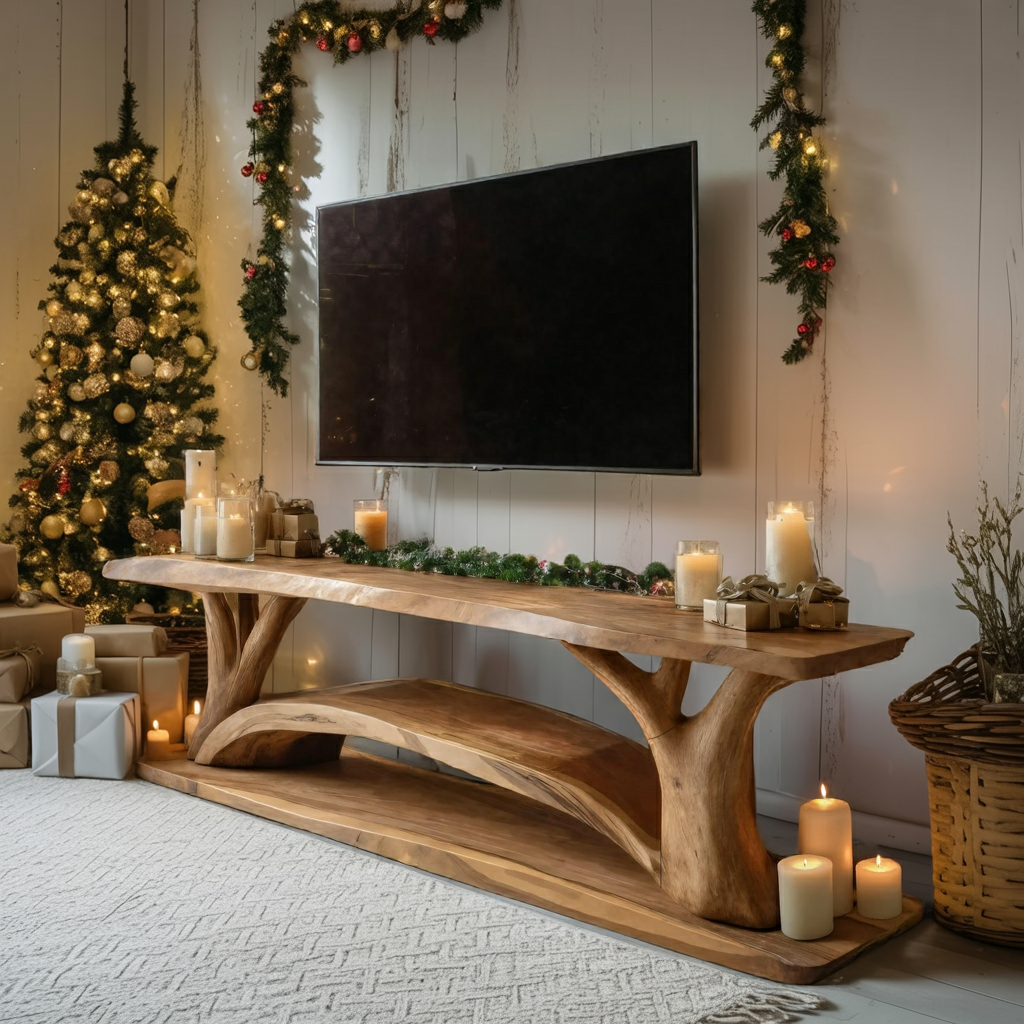 Farmhouse Solid Wood TV Console For Christmas Furniture Design