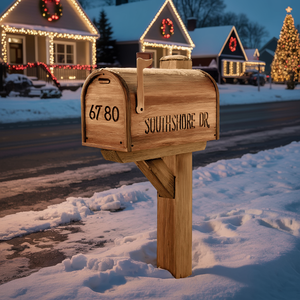 Modern Wooden Sculpture Mailbox For Outdoor Patio Rustic Design