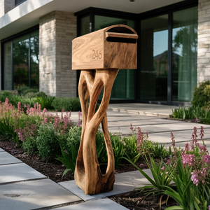 Modern Wooden Sculpture Mailbox For Patio Unique Garden Decoration