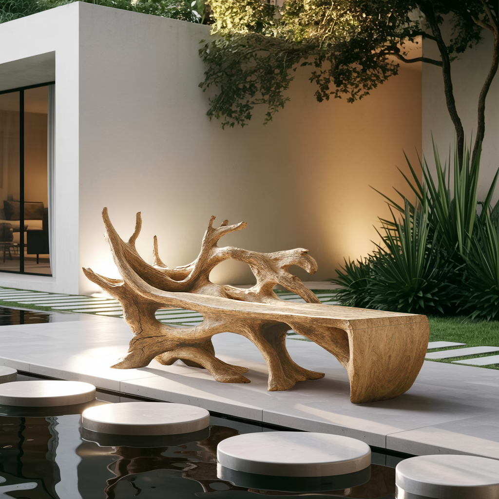 Farmhouse Wooden Bench Outdoor Seating For Classic Porches