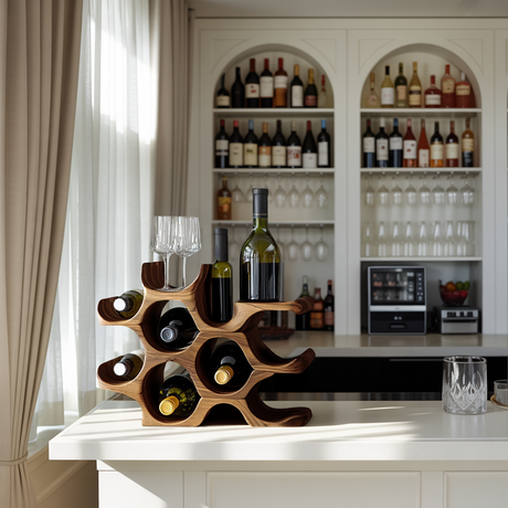 Rustic Wine Holder For Kitchen Shelf Country Look