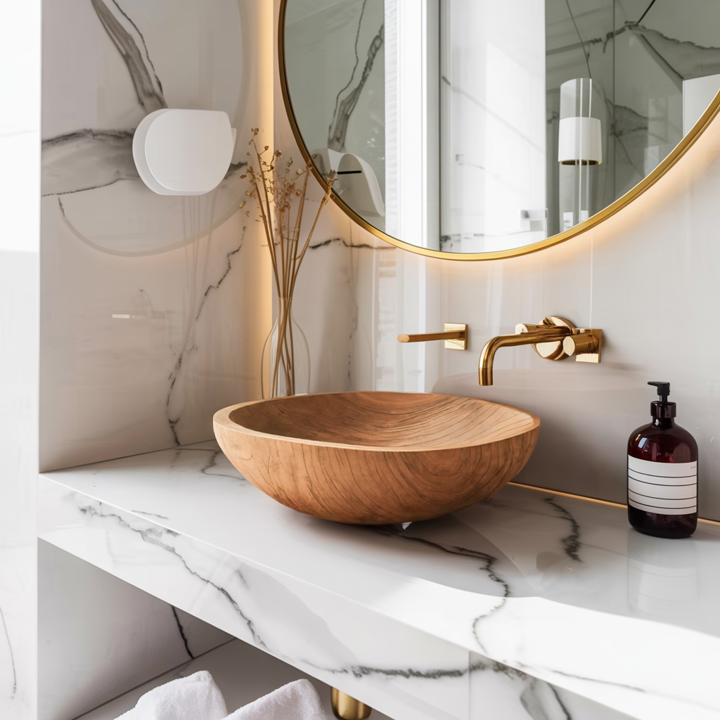 Rustic Wood Wash Basin For Cozy Bathroom Vanity Decor