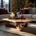 Rustic Wooden Live Edge Coffee Table For Holiday Home Furniture